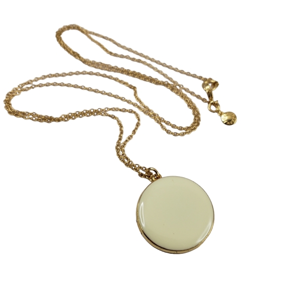 J. Crew Jewelry J Crew Locket Necklace Cream Enamel Pendant